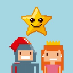 pixelated video game icons vector illustration design