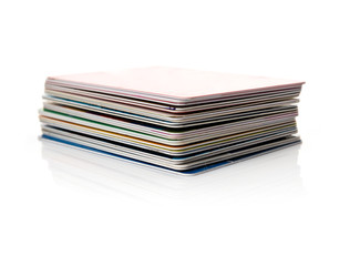 credit cards stack on white