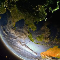Southeast Asia from space during dusk © harvepino