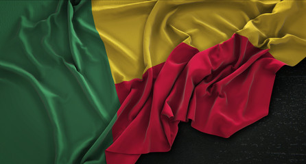 Benin Flag Wrinkled On Dark Background 3D Render