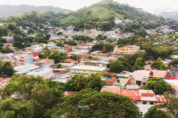 Fototapeta na wymiar Aerial view at the town of Boaco in Nicaragua