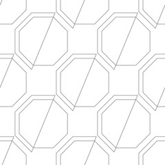 Black and white seamless geometric pattern with polygons for coloring book