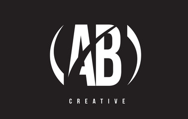 AB A B White Letter Logo Design with Black Background.