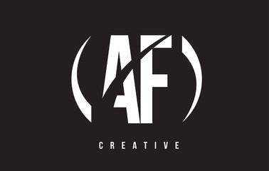 AF A F White Letter Logo Design with Black Background.