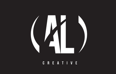 AL A L White Letter Logo Design with Black Background.
