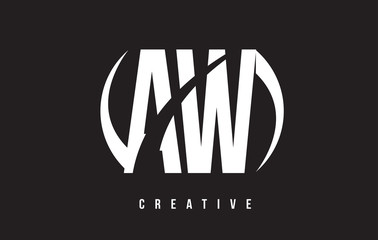 AW A W White Letter Logo Design with Black Background.