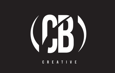 CB C B White Letter Logo Design with Black Background.
