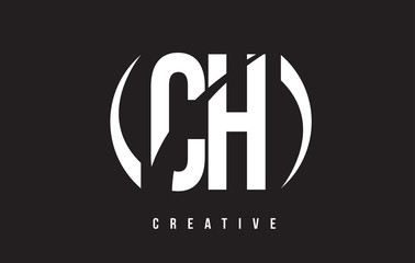 Obraz premium CH C H White Letter Logo Design with Black Background.
