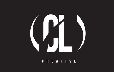 CL C L White Letter Logo Design with Black Background.