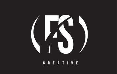 FS F S White Letter Logo Design with Black Background.