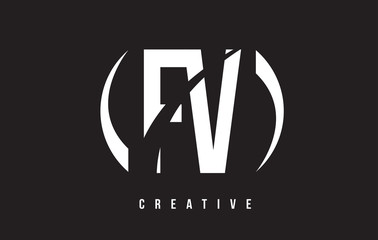 Fototapeta premium FV F V White Letter Logo Design with Black Background.