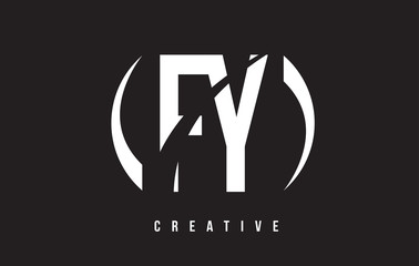 FY F Y White Letter Logo Design with Black Background.