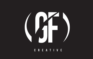 GF G F White Letter Logo Design with Black Background.