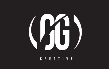 GG G G White Letter Logo Design with Black Background.
