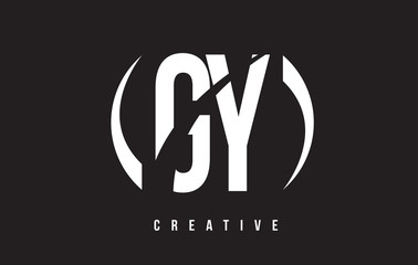 GY G Y White Letter Logo Design with Black Background.