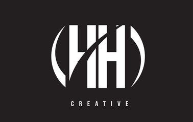 HH H H White Letter Logo Design with Black Background.