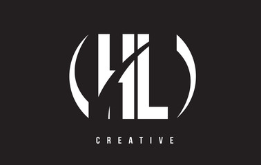 HL H L White Letter Logo Design with Black Background.