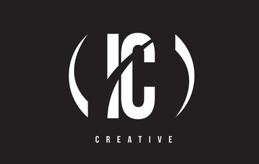 IC I C White Letter Logo Design with Black Background.
