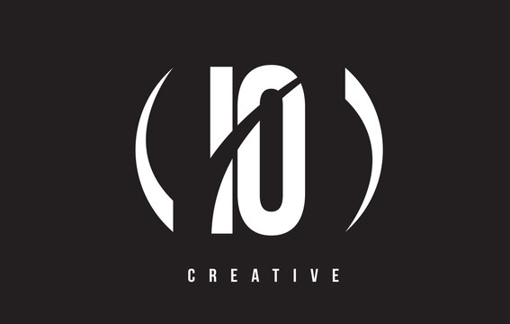 IO I O White Letter Logo Design with Black Background.