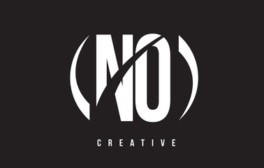 NO N O White Letter Logo Design with Black Background.