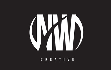 NW N W White Letter Logo Design with Black Background.