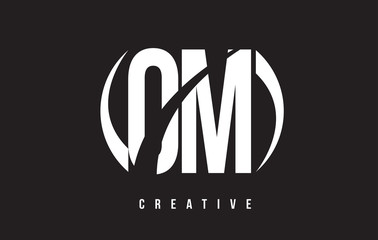 OM O M White Letter Logo Design with Black Background.