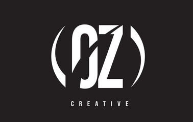 OZ O Z White Letter Logo Design with Black Background.
