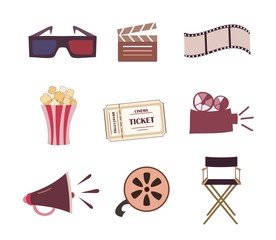 Cinema icons vector set