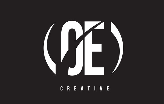 OE O E White Letter Logo Design with Black Background.
