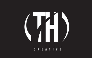 TH T H White Letter Logo Design with Black Background.