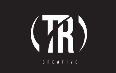 Fototapeta premium TR T R White Letter Logo Design with Black Background.