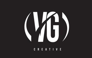VG V G White Letter Logo Design with Black Background.