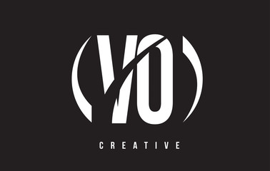 VO V O White Letter Logo Design with Black Background.