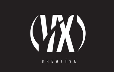 VX V X White Letter Logo Design with Black Background.