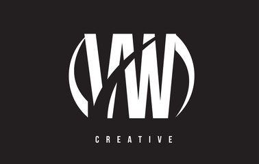 V W White Letter Logo Design with Black Background.