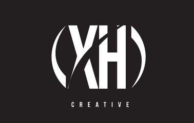 XH X H White Letter Logo Design with Black Background.