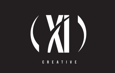 XI X I White Letter Logo Design with Black Background.