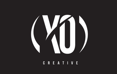 XO X O White Letter Logo Design with Black Background.