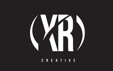 Fototapeta premium XR X R White Letter Logo Design with Black Background.