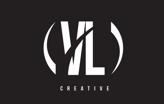 VL V L White Letter Logo Design with Black Background.