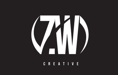 ZW Z W White Letter Logo Design with Black Background.