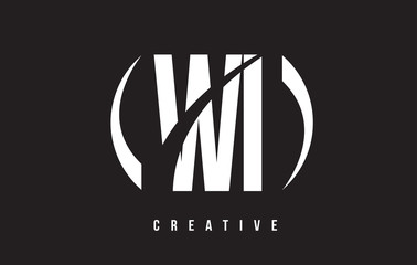 WI W I White Letter Logo Design with Black Background.