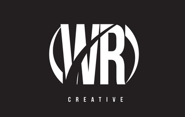 WR W R White Letter Logo Design with Black Background.