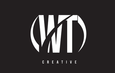 WT W T White Letter Logo Design with Black Background.