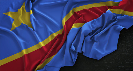 Democratic Republic of the Congo Flag Wrinkled On Dark Background 3D Render