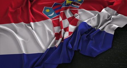 Croatia Flag Wrinkled On Dark Background 3D Render