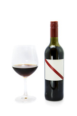 Bottle and glass of red wine