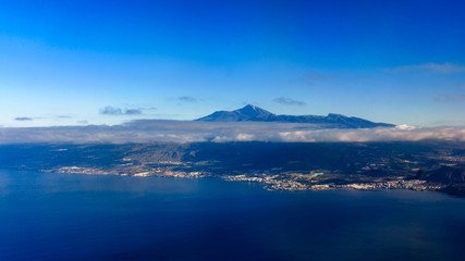 Aerial view of Tenerife. View from airplane window