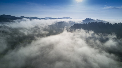 Aerial view of countryside (farmland) in Thailand