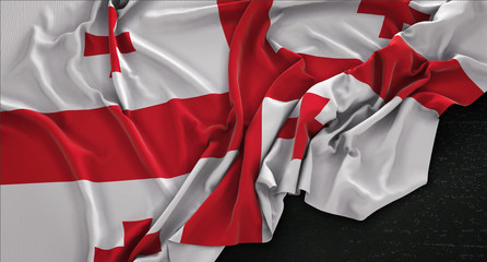 Georgia Flag Wrinkled On Dark Background 3D Render